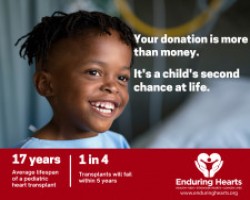 Enduring Hearts Donates Funds to Pediatric Heart Transplant Research